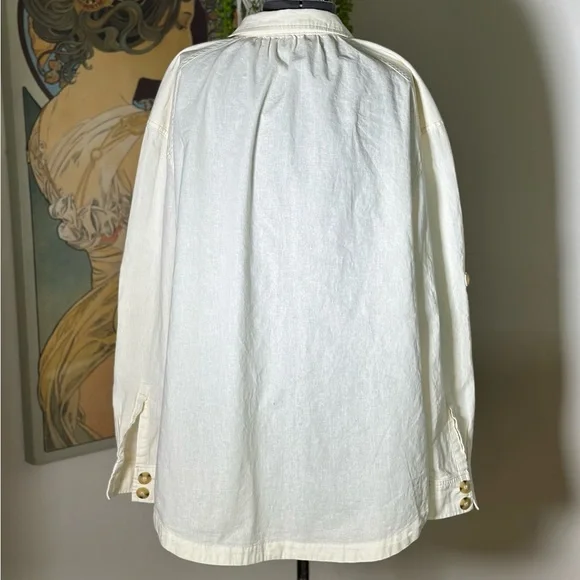 Free People Sunshine In My Pockets Buttondown Thick Linen Cotton Long Sleeve - Picture 5 of 13